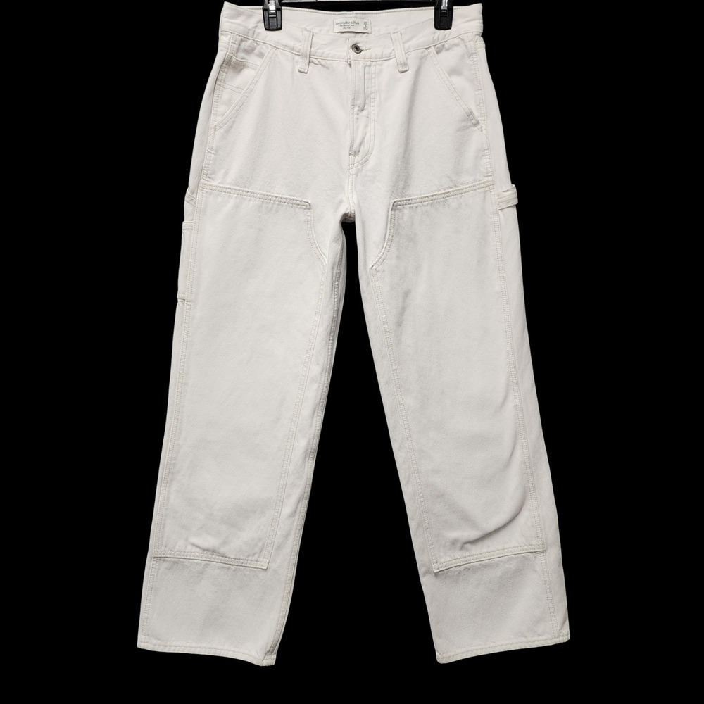 Abercrombie & Fitch The‎ Slouchy Jean Womens 29/8R White Double Knee Denim READ